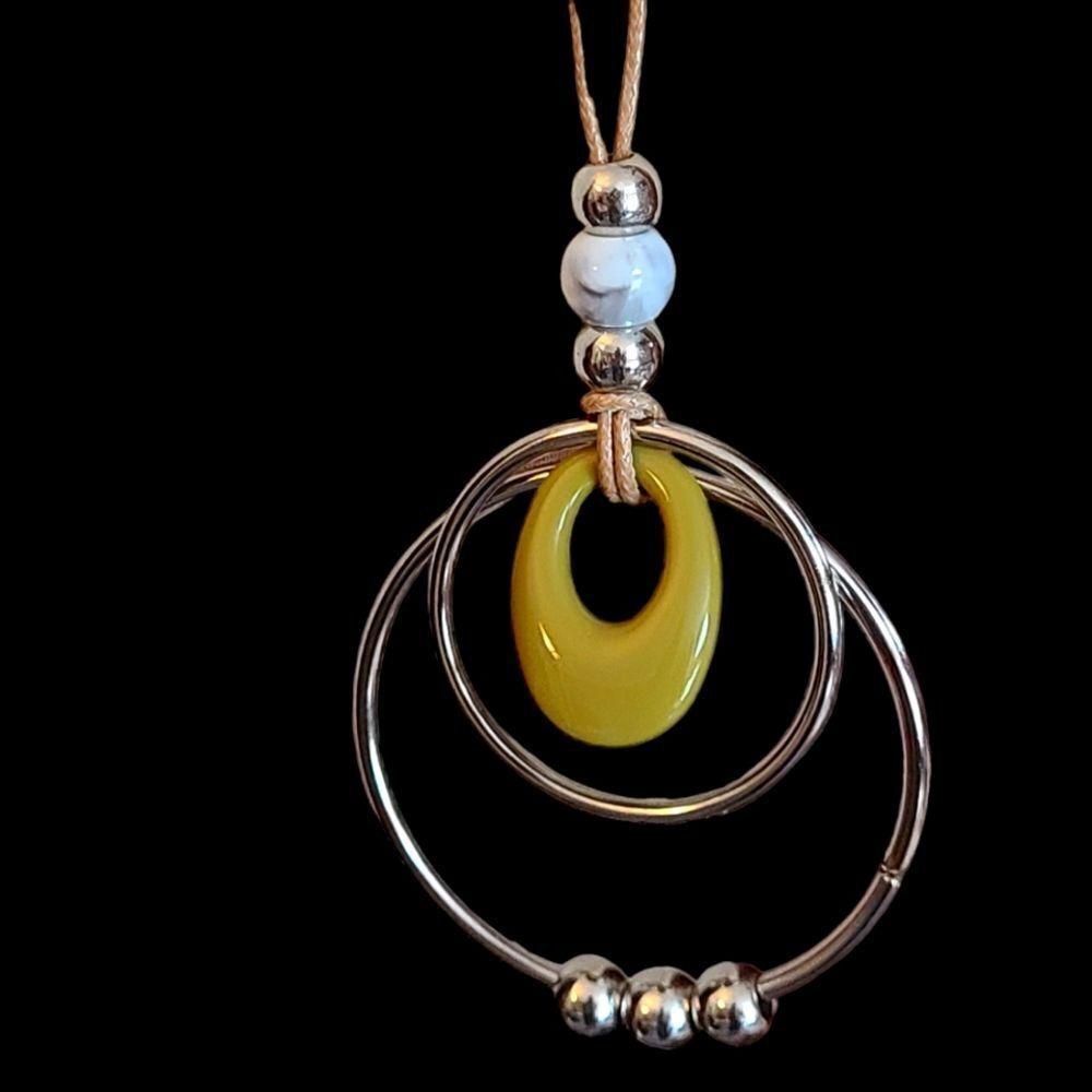 Paris Statement Necklace Rings‎ Beads and Ovals 27"